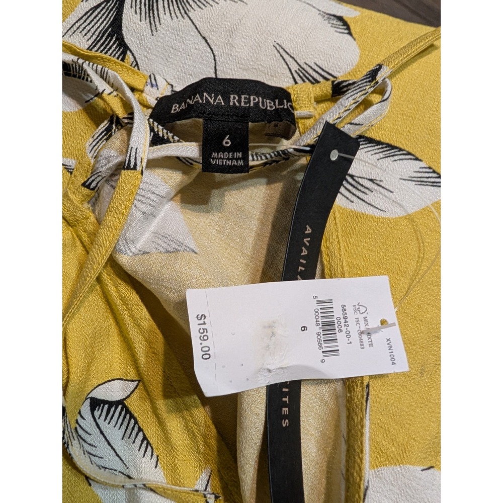 Banana Republic Yellow Floral Halter Maxi Dress Size 6 Tiered Summer Sun Dress - Picture 2 of 3